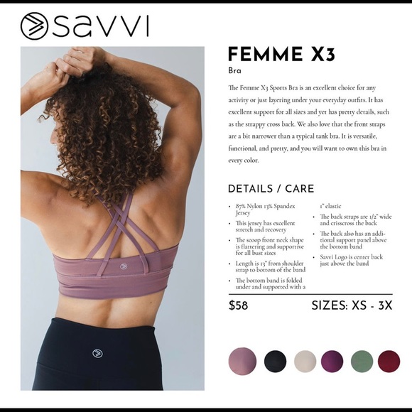 SAVVI FEMME X3 SPORTS BRA SZ Med - Picture 3 of 7